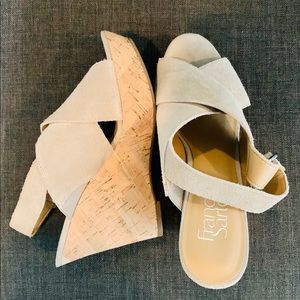Franco Sarto Cream Wedge Sandals